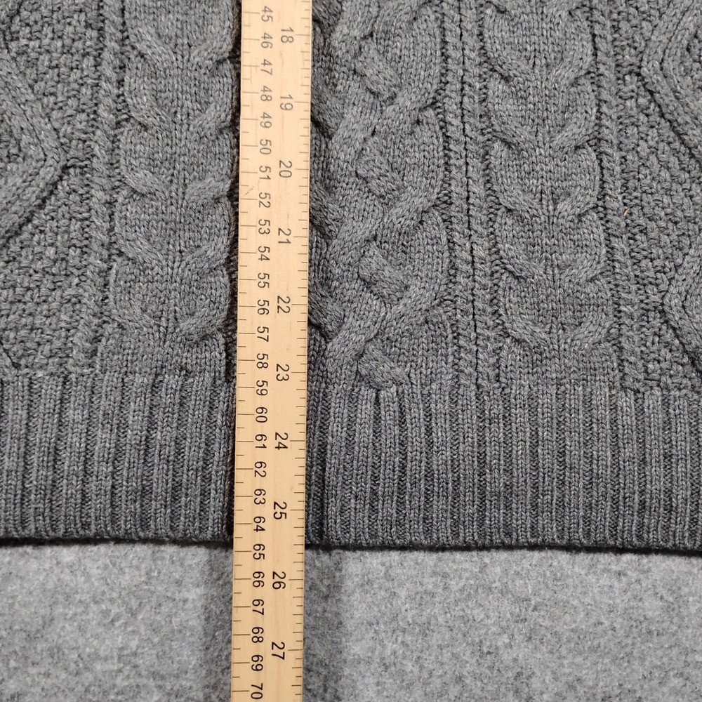 Brooks Brothers 346 Mens Large Gray 100% Lambswool Quarter Zip Cable Sweater - Picture 6 of 11